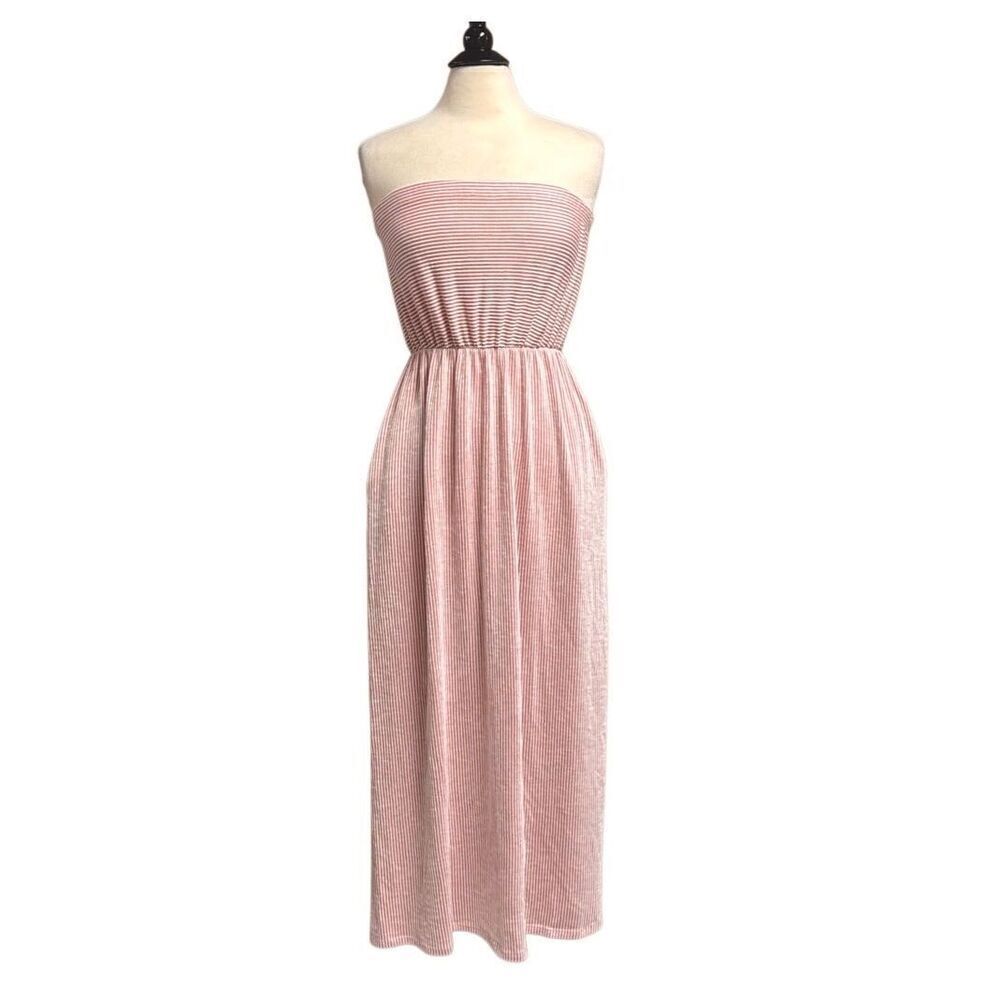 Discreet Women’s Pink & White Stripe Strapless Dress Size XL NEW